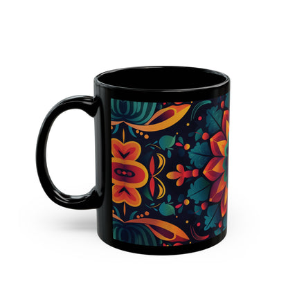 Chai Tea Coffee Black Mug - Vibrant Indian Decor - 11oz or 15 oz - Gift for Festivals, Wedding, Anniversary, Birthdays