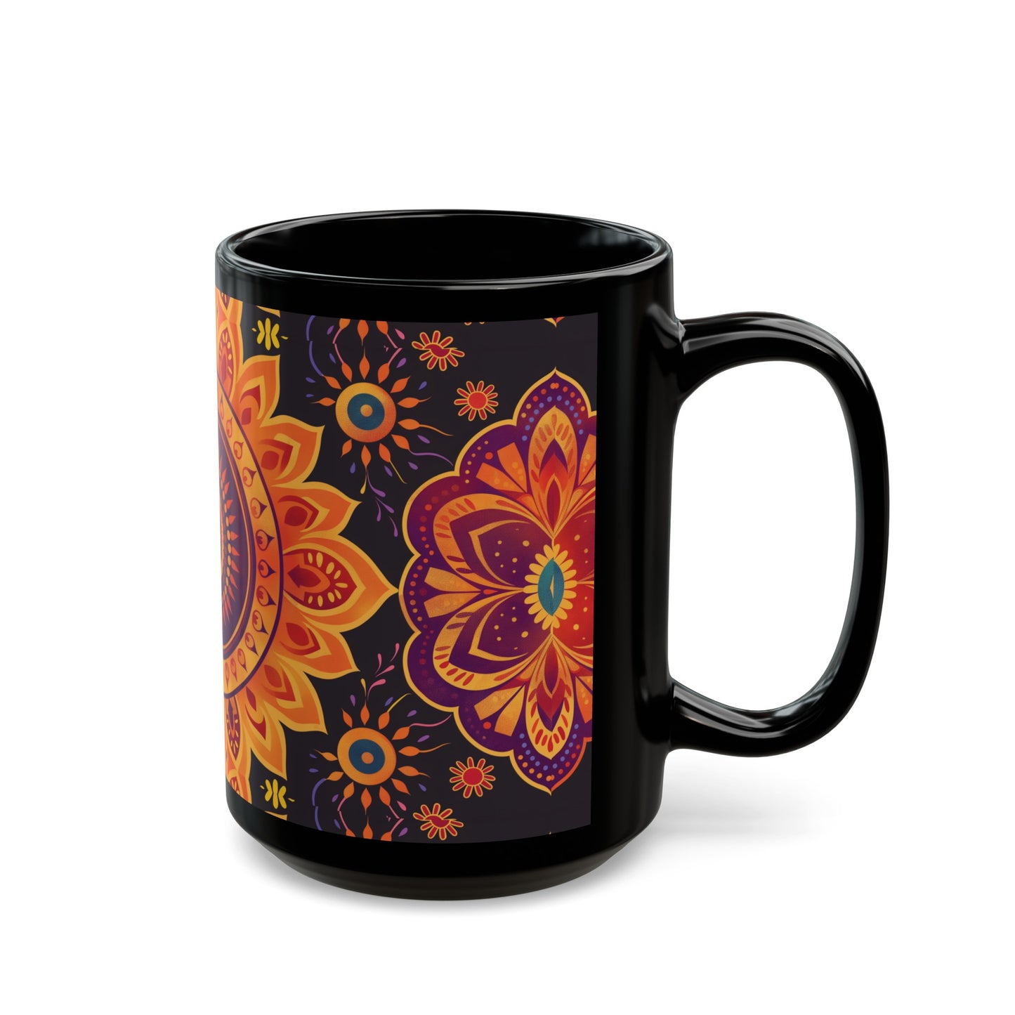 Chai Tea Coffee Black Mug - Vibrant Indian Decor - 11oz or 15 oz - Gift for Festivals, Wedding, Anniversary, Birthdays