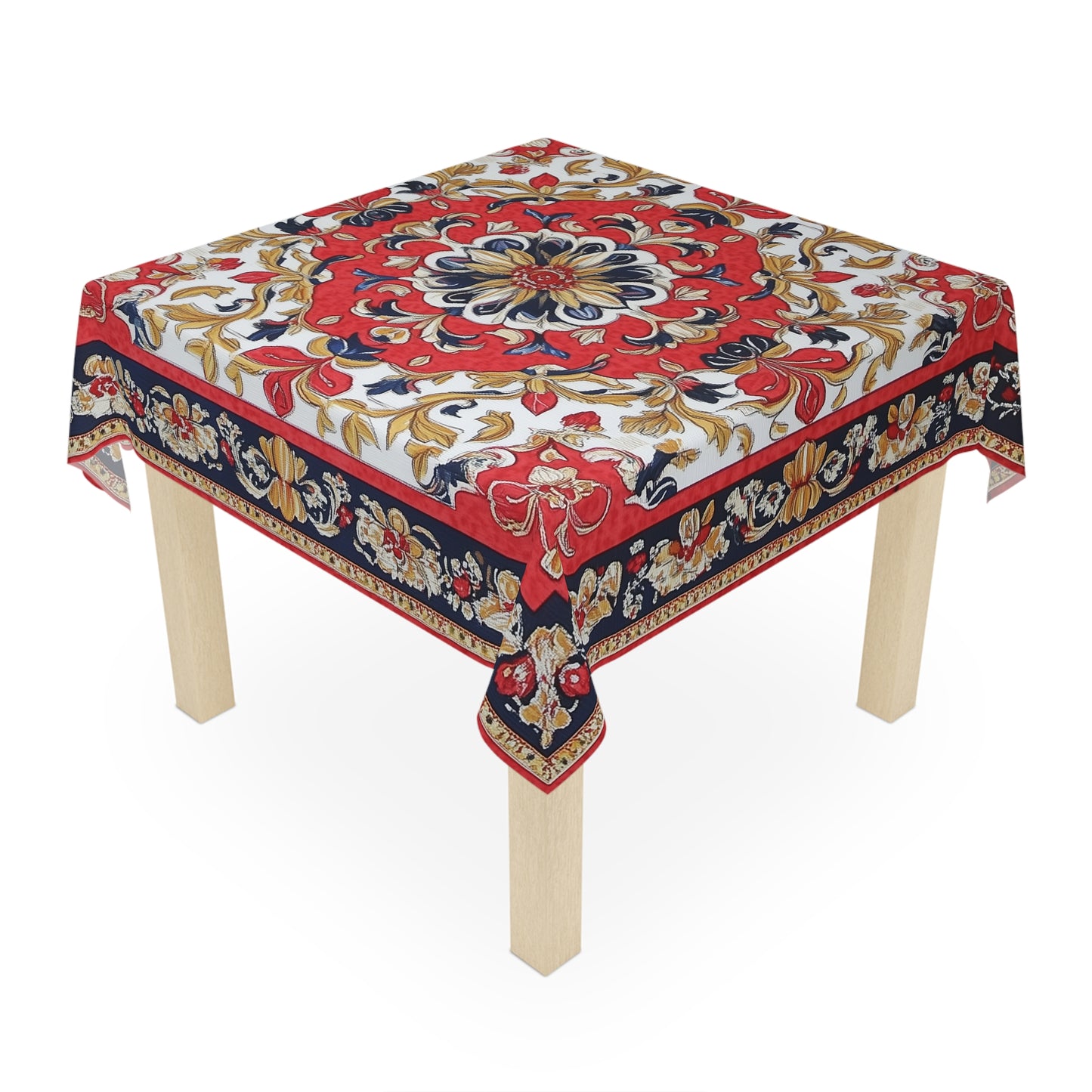 Breakfast Table Cover Indian Design | Square 55.1 by 55.1 inches | Sanskrit Arts