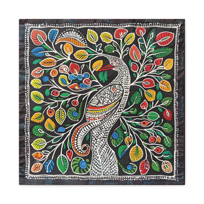 Madhubani Wall Art | 20 X 20 Inch | Indian Home Decor | 100% Cotton Canvas Gallery Wrap | Perfect Gift for Indian Festivals