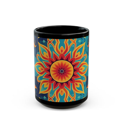 Chai Tea Coffee Black Mug - Vibrant Indian Decor - 11oz or 15 oz - Gift for Festivals, Wedding, Anniversary, Birthdays