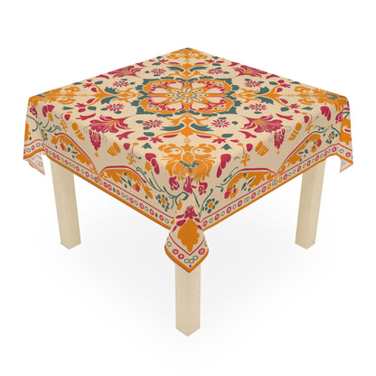 Breakfast Table Cover Indian Design | Square 55.1 by 55.1 inches | Sanskrit Arts