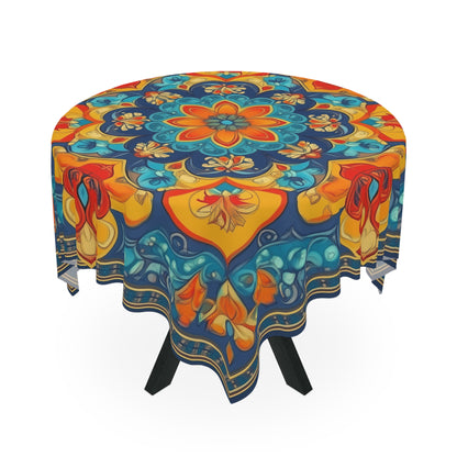 Breakfast Table Cover Indian Design | Square 55.1 by 55.1 inches | Sanskrit Arts