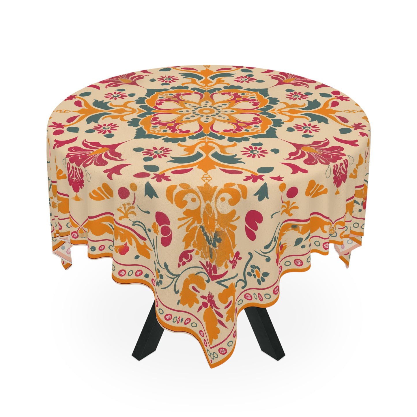 Breakfast Table Cover Indian Design | Square 55.1 by 55.1 inches | Sanskrit Arts