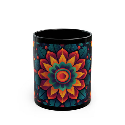 Chai Tea Coffee Black Mug - Vibrant Indian Decor - 11oz or 15 oz - Gift for Festivals, Wedding, Anniversary, Birthdays