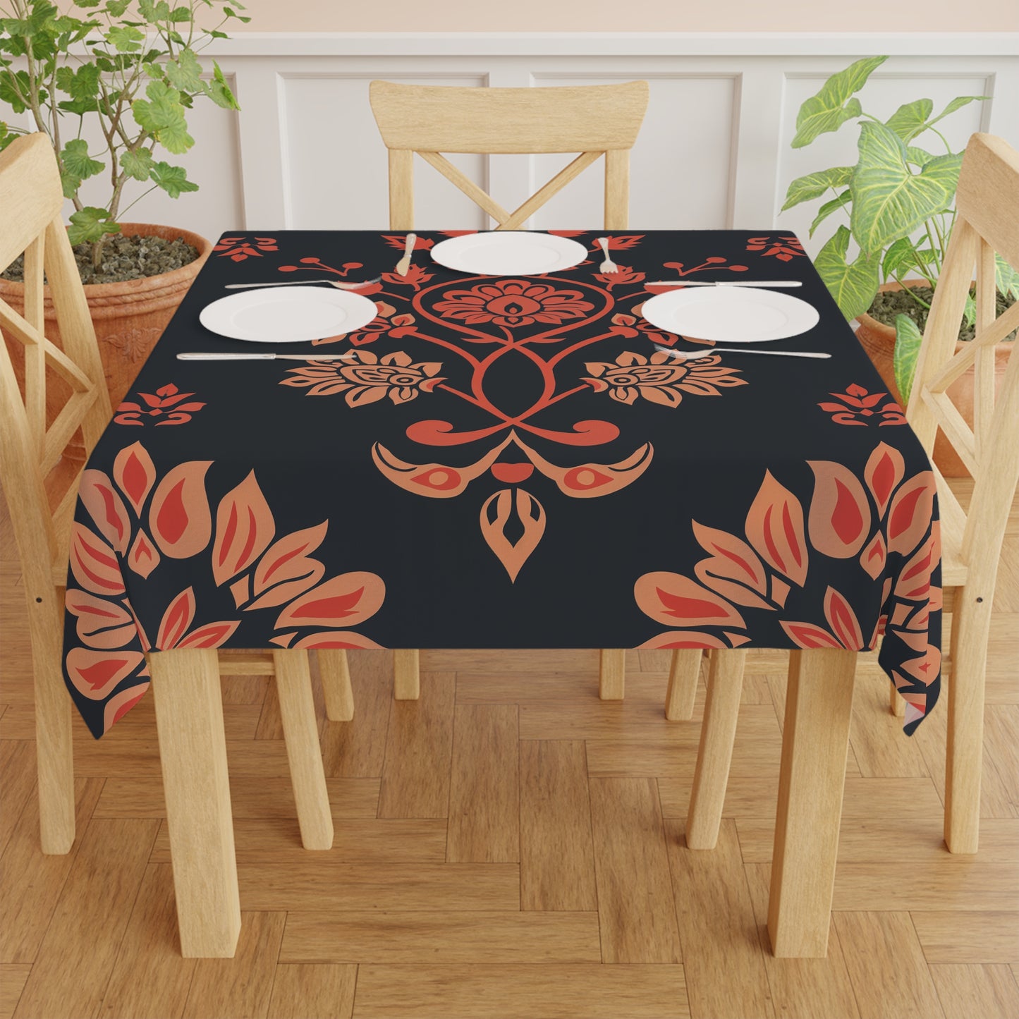 Breakfast Table Cover Indian Design | Square 55.1 by 55.1 inches | Sanskrit Arts