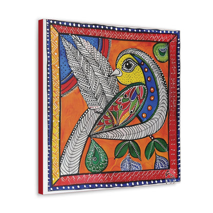 Madhubani Wall Art | 20 X 20 Inch | Indian Home Decor | 100% Cotton Canvas Gallery Wrap | Perfect Gift for Indian Festivals