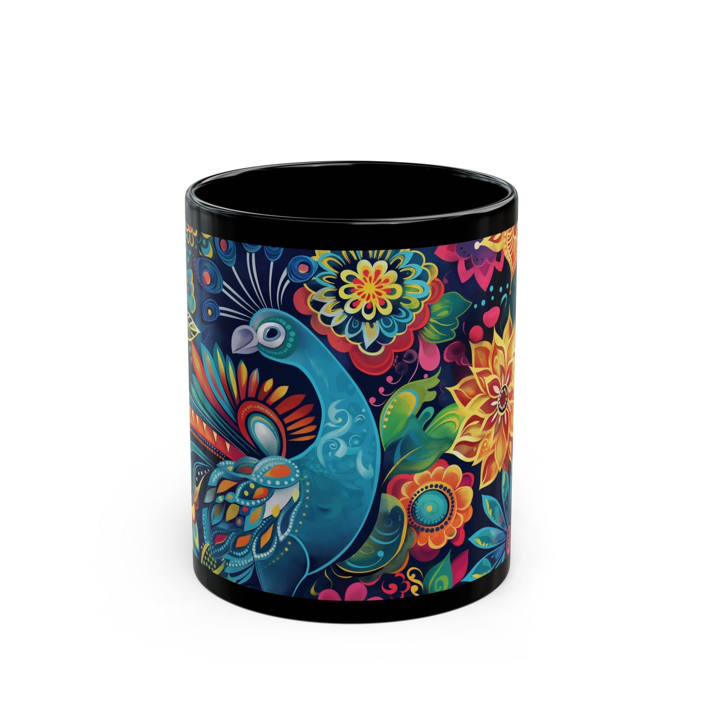 Chai Tea Coffee Black Mug - Vibrant Indian Decor - 11oz or 15 oz - Gift for Festivals, Wedding, Anniversary, Birthdays