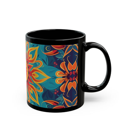 Chai Tea Coffee Black Mug - Vibrant Indian Decor - 11oz or 15 oz - Gift for Festivals, Wedding, Anniversary, Birthdays