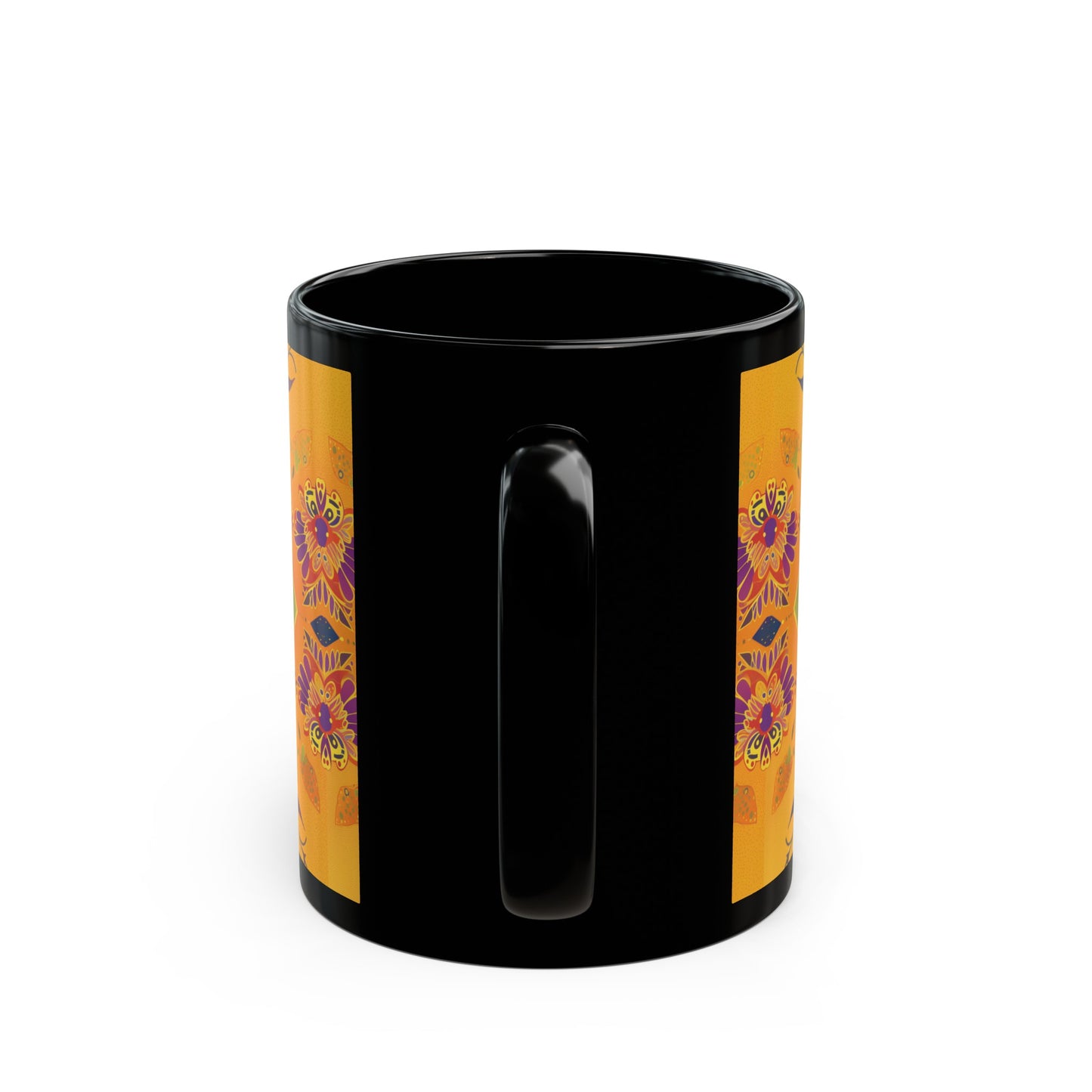 Chai Tea Coffee Black Mug - Vibrant Indian Decor - 11 oz or 15 oz - Gift for Festivals, Wedding, Anniversary, Birthdays