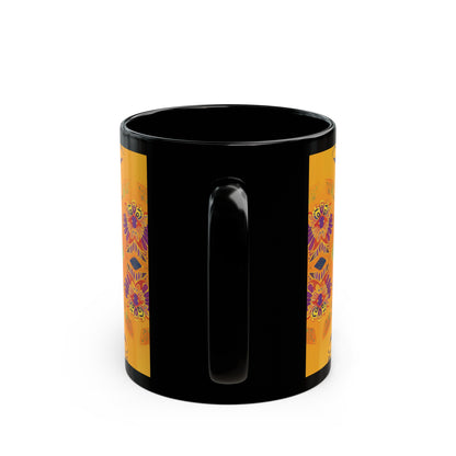 Chai Tea Coffee Black Mug - Vibrant Indian Decor - 11 oz or 15 oz - Gift for Festivals, Wedding, Anniversary, Birthdays