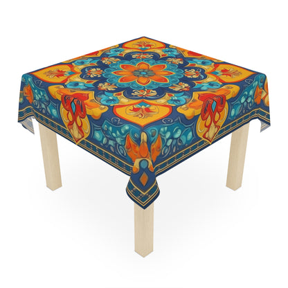 Breakfast Table Cover Indian Design | Square 55.1 by 55.1 inches | Sanskrit Arts