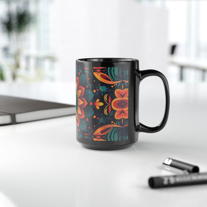 Chai Tea Coffee Black Mug - Vibrant Indian Decor - 11oz or 15 oz - Gift for Festivals, Wedding, Anniversary, Birthdays