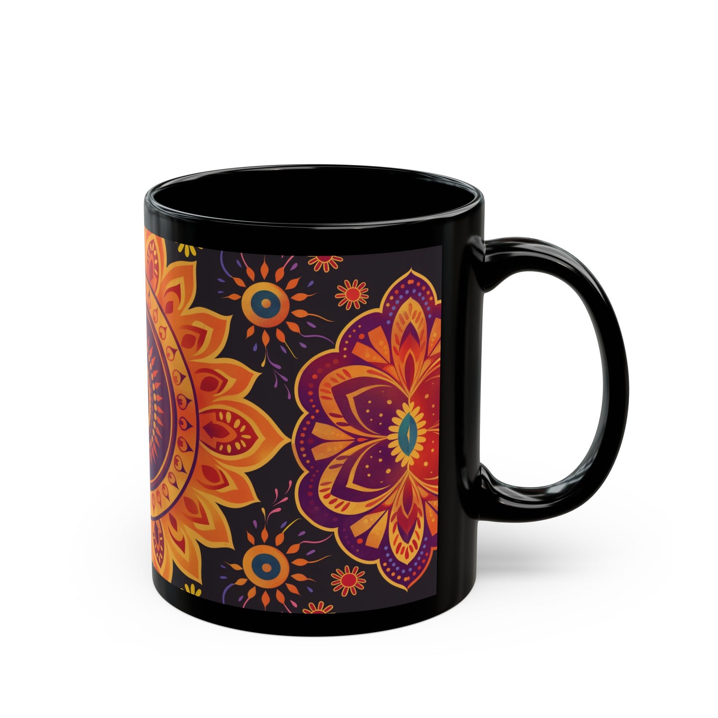 Chai Tea Coffee Black Mug - Vibrant Indian Decor - 11oz or 15 oz - Gift for Festivals, Wedding, Anniversary, Birthdays