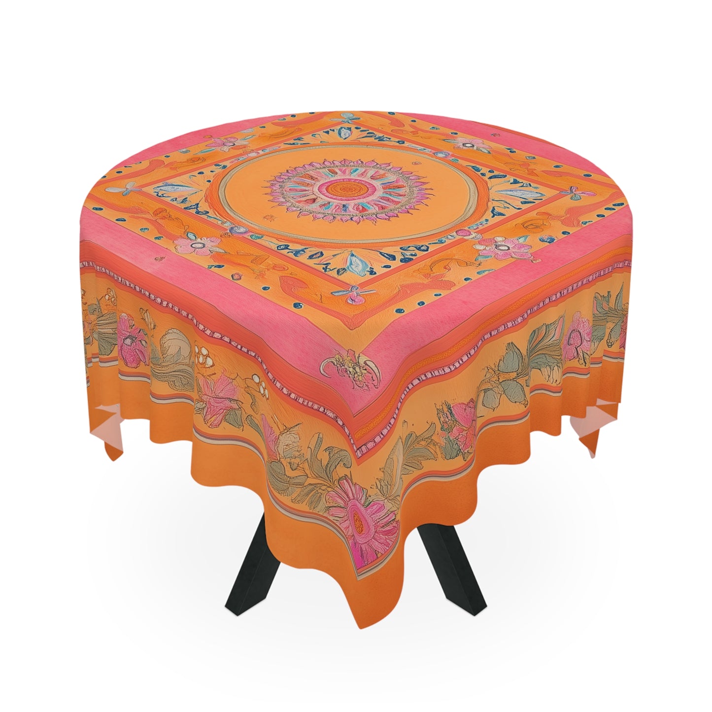 Breakfast Table Cover Indian Design | Square 55.1 by 55.1 inches | Sanskrit Arts