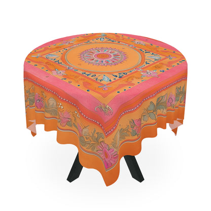 Breakfast Table Cover Indian Design | Square 55.1 by 55.1 inches | Sanskrit Arts