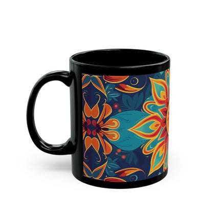 Chai Tea Coffee Black Mug - Vibrant Indian Decor - 11oz or 15 oz - Gift for Festivals, Wedding, Anniversary, Birthdays