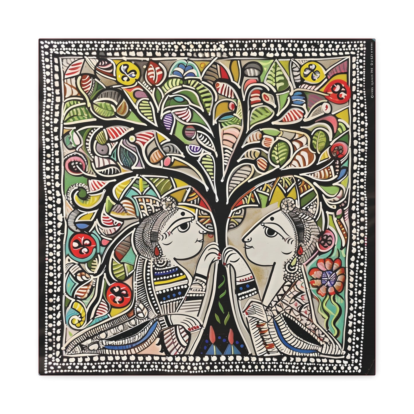 Madhubani Wall Art | 20 X 20 Inch | Indian Home Decor | 100% Cotton Canvas Gallery Wrap | Perfect Gift for Indian Festivals