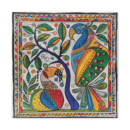 Madhubani Wall Art | 20 X 20 Inch | Indian Home Decor | 100% Cotton Canvas Gallery Wrap | Perfect Gift for Indian Festivals