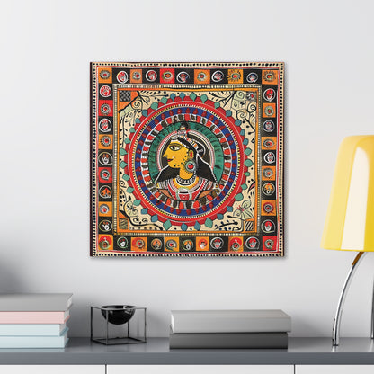 Madhubani Wall Art | 20 X 20 Inch | Indian Home Decor | 100% Cotton Canvas Gallery Wrap | Perfect Gift for Indian Festivals