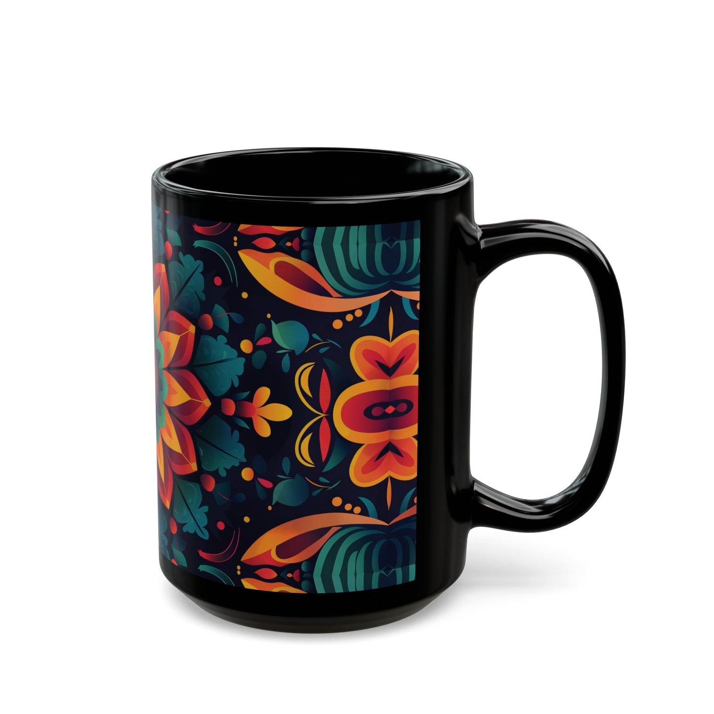 Chai Tea Coffee Black Mug - Vibrant Indian Decor - 11oz or 15 oz - Gift for Festivals, Wedding, Anniversary, Birthdays