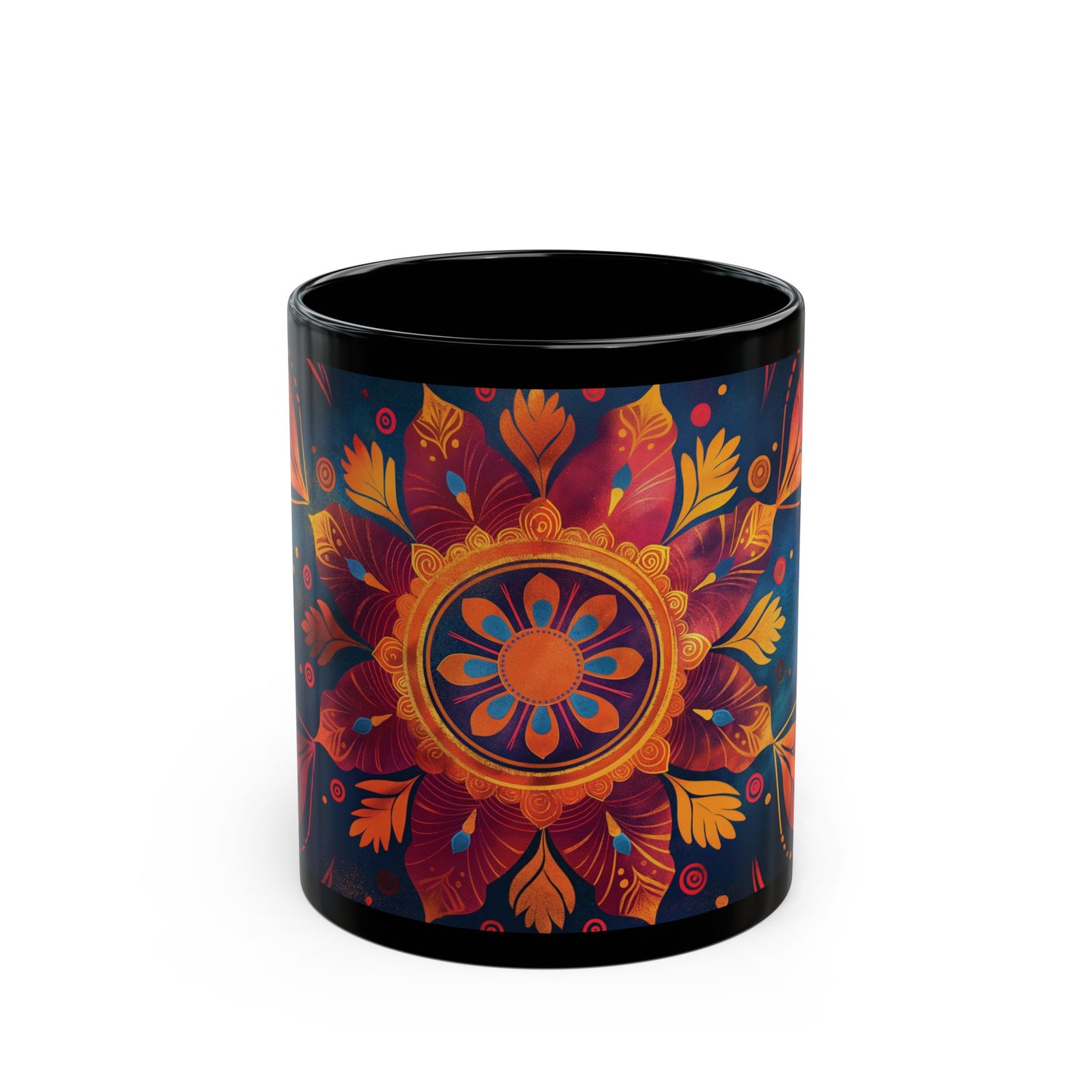 Chai Tea Coffee Black Mug - Vibrant Indian Decor - 11oz or 15 oz - Gift for Festivals, Wedding, Anniversary, Birthdays