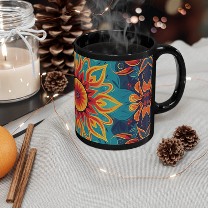 Chai Tea Coffee Black Mug - Vibrant Indian Decor - 11oz or 15 oz - Gift for Festivals, Wedding, Anniversary, Birthdays