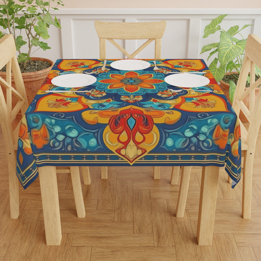 Breakfast Table Cover Indian Design | Square 55.1 by 55.1 inches | Sanskrit Arts