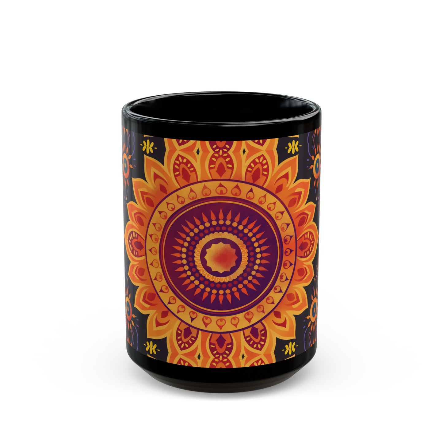 Chai Tea Coffee Black Mug - Vibrant Indian Decor - 11oz or 15 oz - Gift for Festivals, Wedding, Anniversary, Birthdays