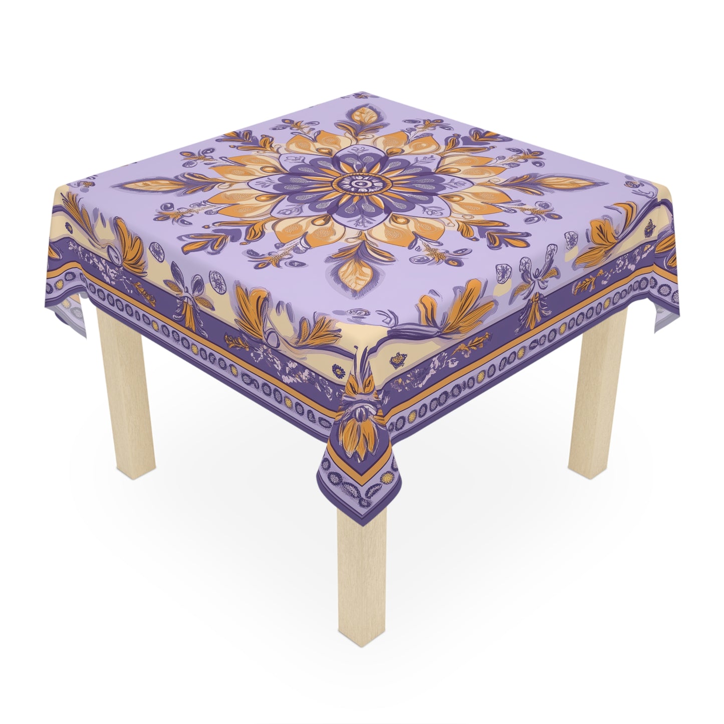 Breakfast Table Cover Indian Design | Square 55.1 by 55.1 inches | Sanskrit Arts