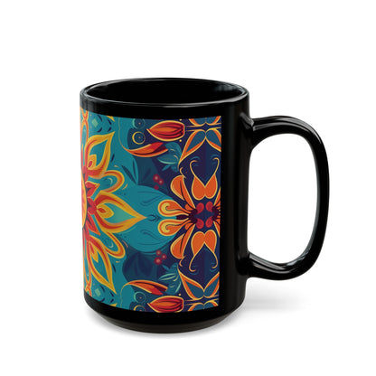 Chai Tea Coffee Black Mug - Vibrant Indian Decor - 11oz or 15 oz - Gift for Festivals, Wedding, Anniversary, Birthdays