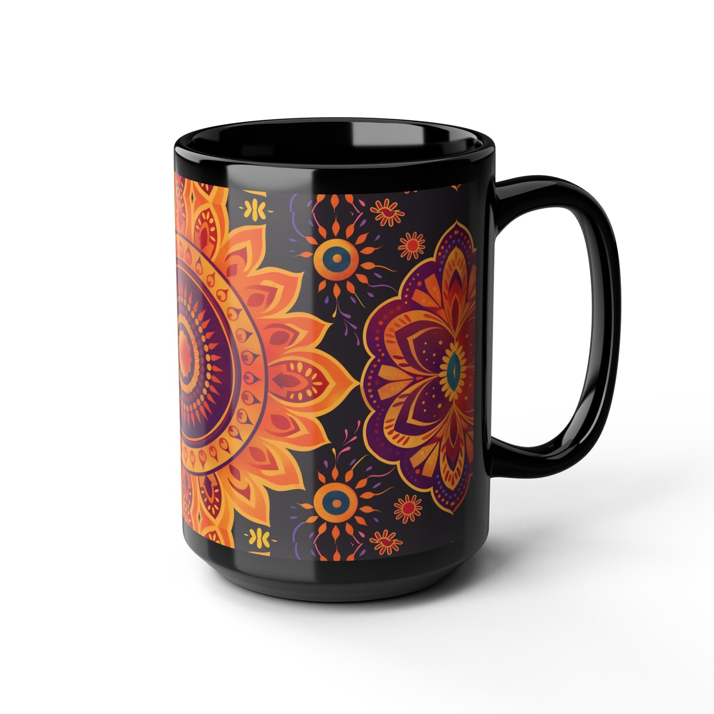 Chai Tea Coffee Black Mug - Vibrant Indian Decor - 11oz or 15 oz - Gift for Festivals, Wedding, Anniversary, Birthdays