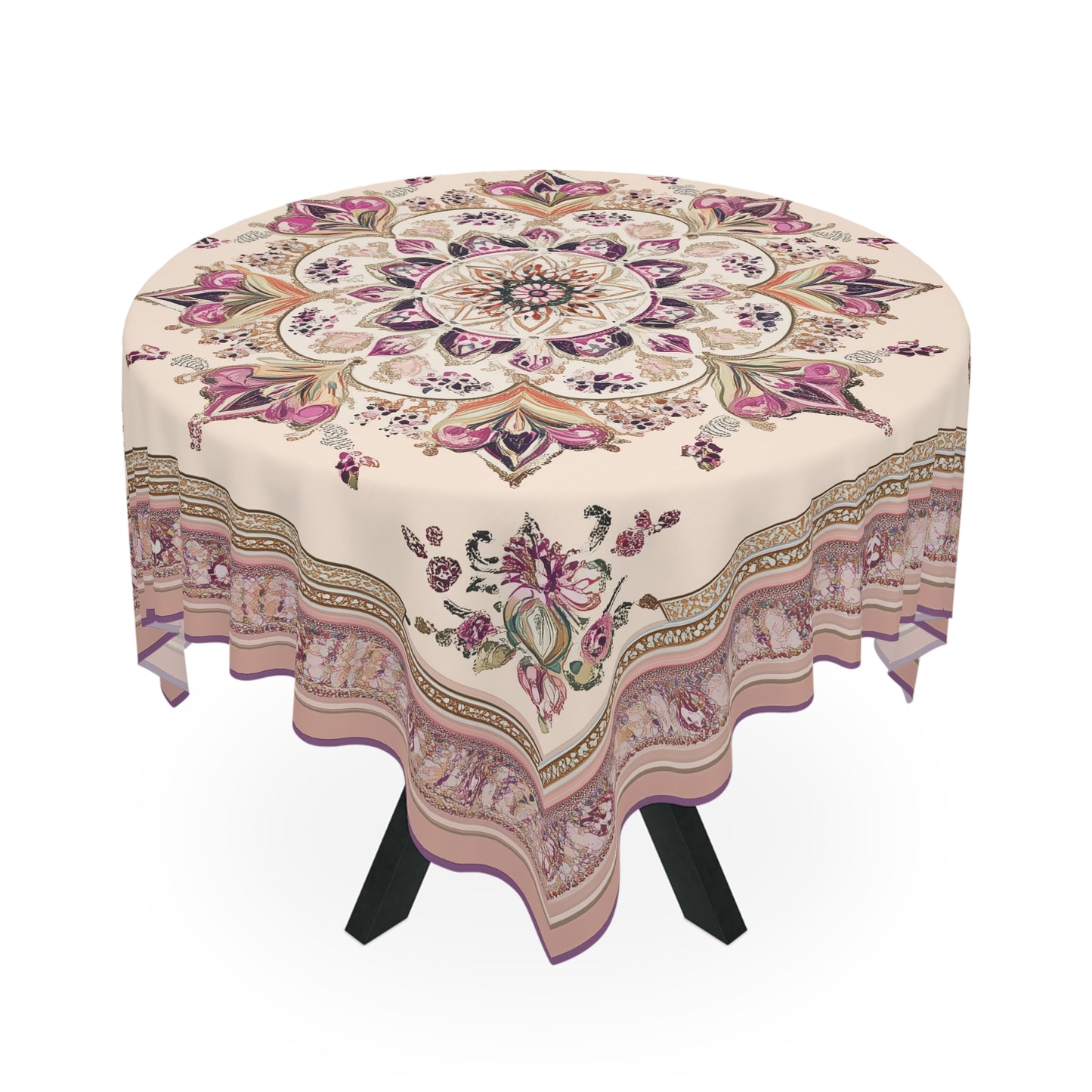 Breakfast Table Cover Indian Design | Square 55.1 by 55.1 inches | Sanskrit Arts