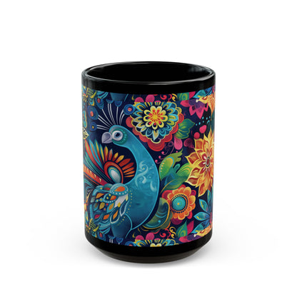 Chai Tea Coffee Black Mug - Vibrant Indian Decor - 11oz or 15 oz - Gift for Festivals, Wedding, Anniversary, Birthdays