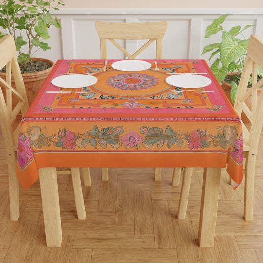 Breakfast Table Cover Indian Design | Square 55.1 by 55.1 inches | Sanskrit Arts