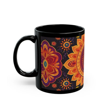 Chai Tea Coffee Black Mug - Vibrant Indian Decor - 11oz or 15 oz - Gift for Festivals, Wedding, Anniversary, Birthdays