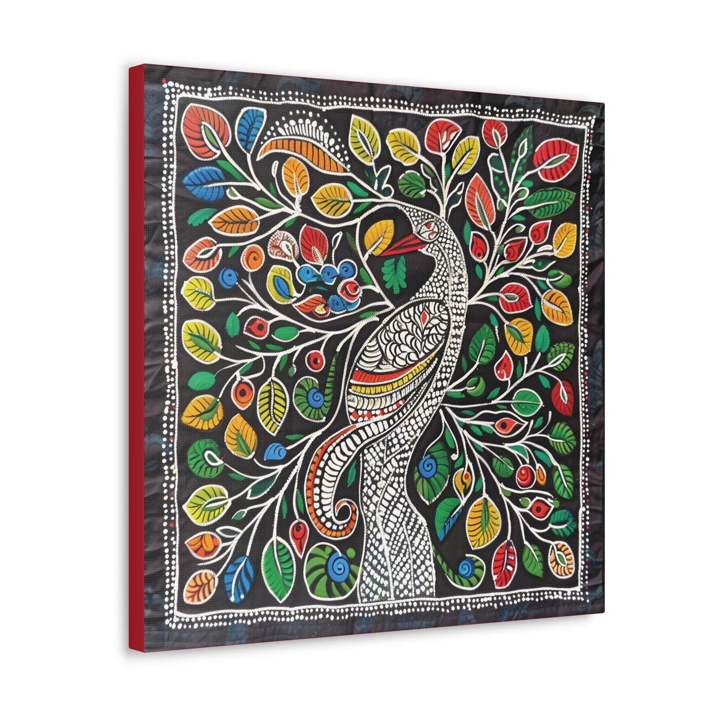 Madhubani Wall Art | 20 X 20 Inch | Indian Home Decor | 100% Cotton Canvas Gallery Wrap | Perfect Gift for Indian Festivals