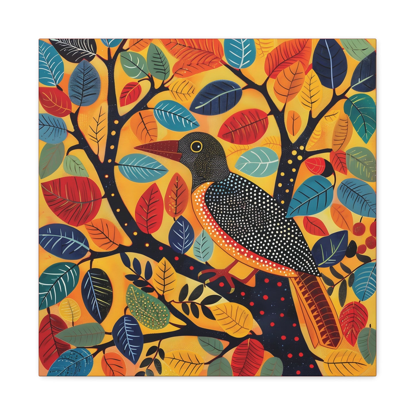 Gond Wall Art | 20 X 20 Inch | Indian Home Decor | 100% Cotton Canvas Gallery Wrap | Perfect Gift for Indian Festivals