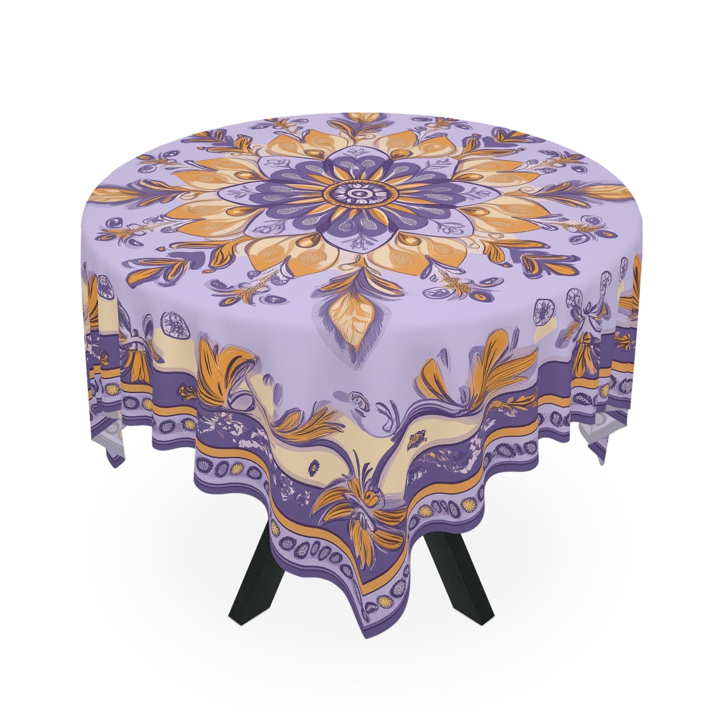 Breakfast Table Cover Indian Design | Square 55.1 by 55.1 inches | Sanskrit Arts