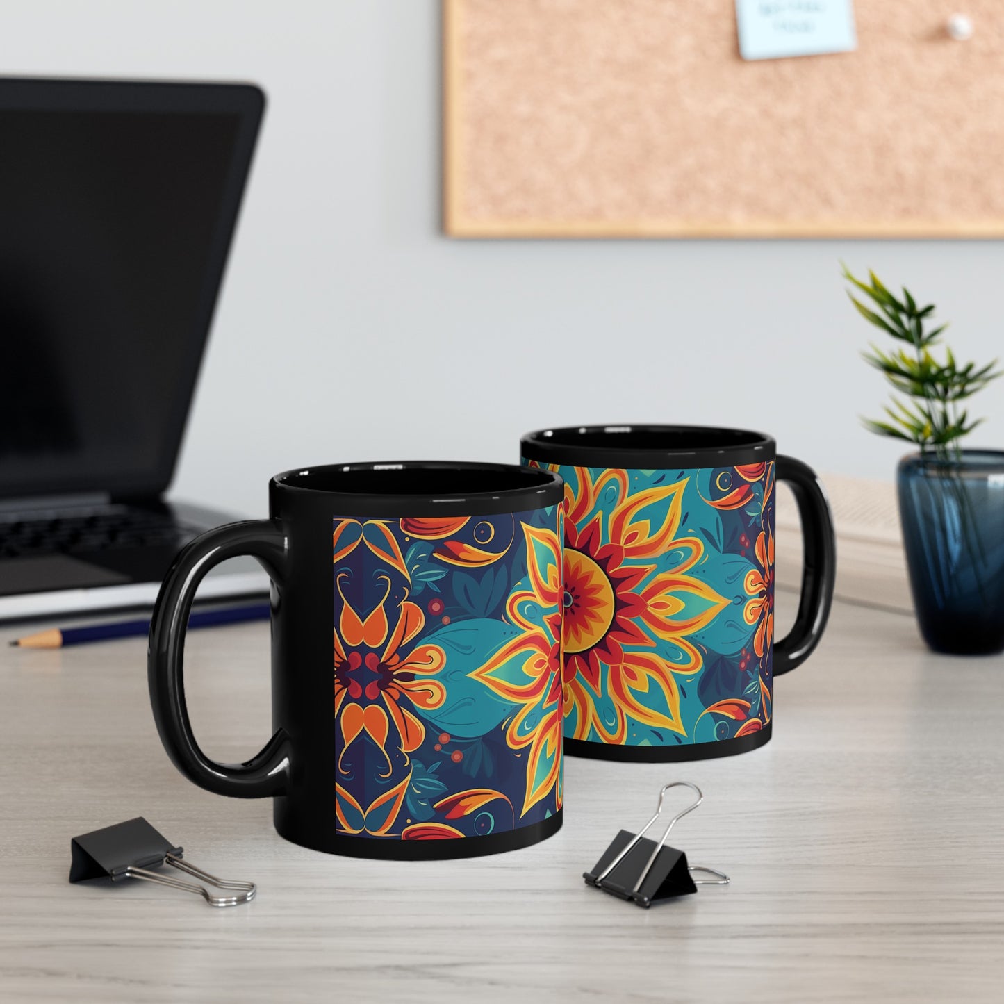 Chai Tea Coffee Black Mug - Vibrant Indian Decor - 11oz or 15 oz - Gift for Festivals, Wedding, Anniversary, Birthdays