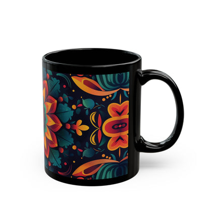 Chai Tea Coffee Black Mug - Vibrant Indian Decor - 11oz or 15 oz - Gift for Festivals, Wedding, Anniversary, Birthdays