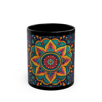 Chai Tea Coffee Black Mug - Vibrant Indian Decor - 11oz or 15 oz - Gift for Festivals, Wedding, Anniversary, Birthdays