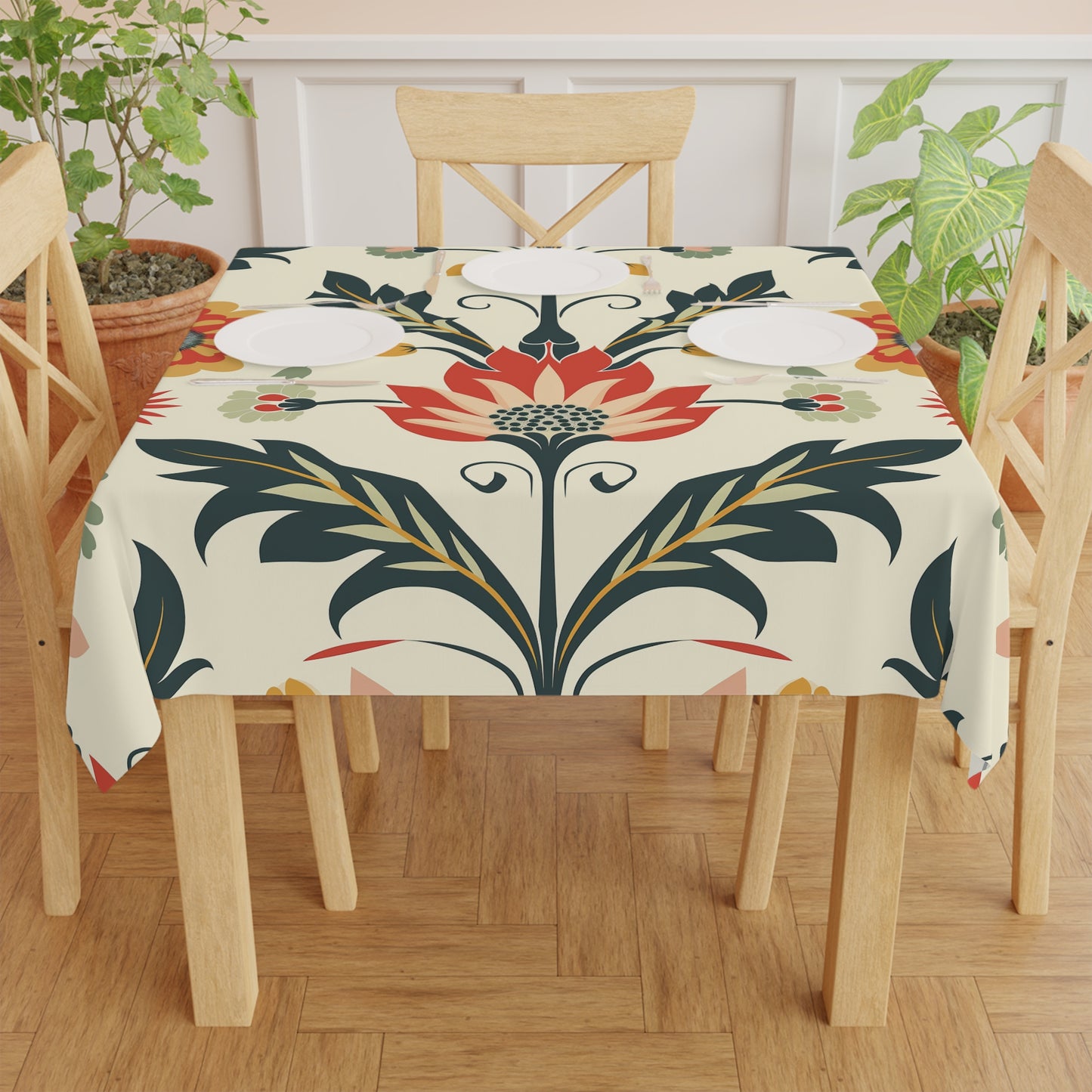 Breakfast Table Cover Indian Design | Square 55.1 by 55.1 inches | Sanskrit Arts