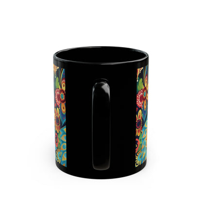 Chai Tea Coffee Black Mug - Vibrant Indian Decor - 11oz or 15 oz - Gift for Festivals, Wedding, Anniversary, Birthdays