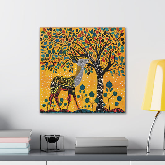 Gond Wall Art | 20 X 20 Inch | Indian Home Decor | 100% Cotton Canvas Gallery Wrap | Perfect Gift for Indian Festivals