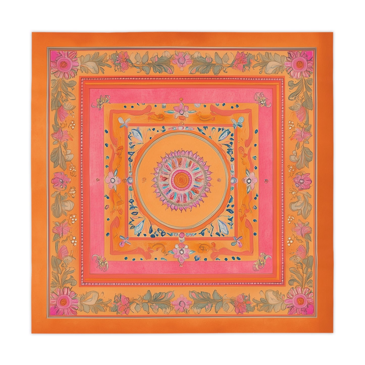 Breakfast Table Cover Indian Design | Square 55.1 by 55.1 inches | Sanskrit Arts