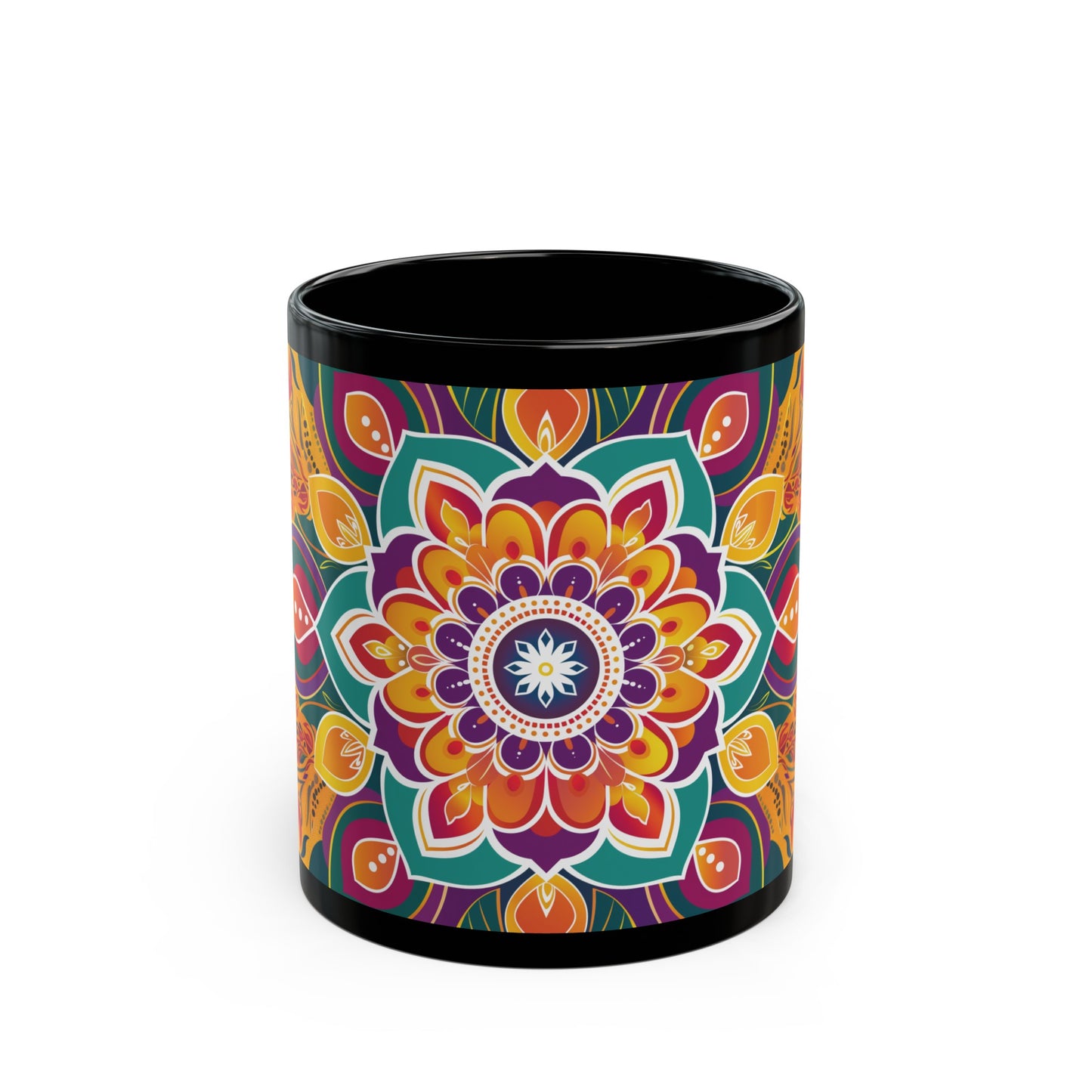 Chai Tea Coffee Black Mug - Vibrant Indian Decor - 11 oz or 15 oz - Gift for Festivals, Wedding, Anniversary, Birthdays