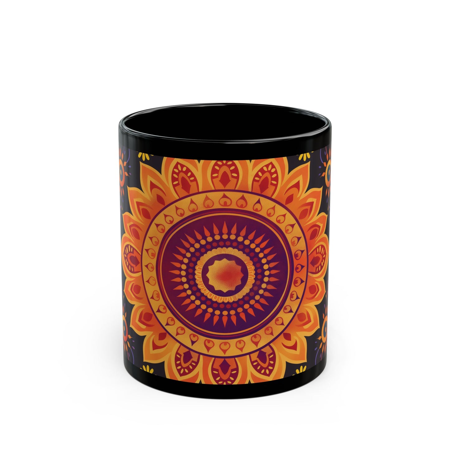 Chai Tea Coffee Black Mug - Vibrant Indian Decor - 11oz or 15 oz - Gift for Festivals, Wedding, Anniversary, Birthdays