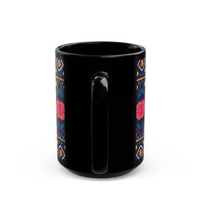 Chai Tea Coffee Black Mug - Vibrant Indian Decor - 11oz or 15 oz - Gift for Festivals, Wedding, Anniversary, Birthdays