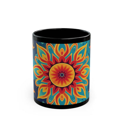 Chai Tea Coffee Black Mug - Vibrant Indian Decor - 11oz or 15 oz - Gift for Festivals, Wedding, Anniversary, Birthdays